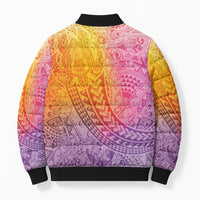 Hawaiian Turtles and Leis Bomber Puffer Jacket Tribal Kakau Pattern Magical Rainbow Sky LT03 - Polynesian Pride