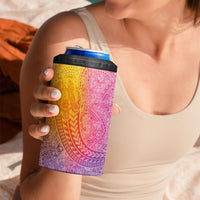 Hawaiian Turtles and Leis 4 in 1 Can Cooler Tumbler Tribal Kakau Pattern Magical Rainbow Sky LT03 - Polynesian Pride