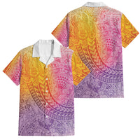 Hawaiian Turtles and Leis Family Matching Mermaid Dress and Hawaiian Shirt Tribal Kakau Pattern Magical Rainbow Sky LT03 Dad's Shirt - Short Sleeve Multicolor - Polynesian Pride
