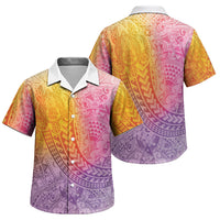 Hawaiian Turtles and Leis Family Matching Mermaid Dress and Hawaiian Shirt Tribal Kakau Pattern Magical Rainbow Sky LT03 Son's Shirt Multicolor - Polynesian Pride