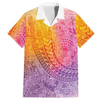 Hawaiian Turtles and Leis Hawaiian Shirt Tribal Kakau Pattern Magical Rainbow Sky LT03 Multicolor - Polynesian Pride