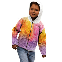 Hawaiian Turtles and Leis Kid Hoodie Tribal Kakau Pattern Magical Rainbow Sky LT03 - Polynesian Pride