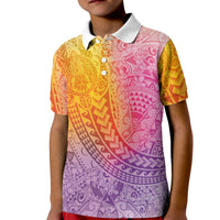 Hawaiian Turtles and Leis Kid Polo Shirt Tribal Kakau Pattern Magical Rainbow Sky LT03 Kid Multicolor - Polynesian Pride