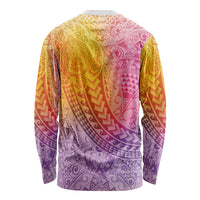 Hawaiian Turtles and Leis Long Sleeve Shirt Tribal Kakau Pattern Magical Rainbow Sky LT03 - Polynesian Pride