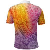 Hawaiian Turtles and Leis Polo Shirt Tribal Kakau Pattern Magical Rainbow Sky LT03 - Polynesian Pride