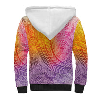 Hawaiian Turtles and Leis Sherpa Hoodie Tribal Kakau Pattern Magical Rainbow Sky LT03 - Polynesian Pride