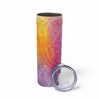 Hawaiian Turtles and Leis Skinny Tumbler Tribal Kakau Pattern Magical Rainbow Sky LT03 - Polynesian Pride