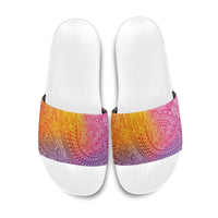 Hawaiian Turtles and Leis Slide Sandals Tribal Kakau Pattern Magical Rainbow Sky LT03 Multicolor - Polynesian Pride