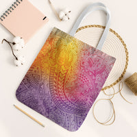 Hawaiian Turtles and Leis Tote Bag Tribal Kakau Pattern Magical Rainbow Sky LT03 White Strap One Size Multicolor - Polynesian Pride