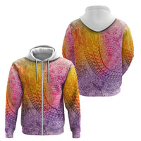 Hawaiian Turtles and Leis Zip Hoodie Tribal Kakau Pattern Magical Rainbow Sky LT03 - Polynesian Pride