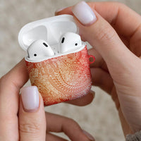 Hawaiian Turtles and Leis AirPods Case Tribal Kakau Pattern Peach Fuzz Color LT03 - Polynesian Pride