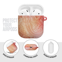 Hawaiian Turtles and Leis AirPods Case Tribal Kakau Pattern Peach Fuzz Color LT03 - Polynesian Pride
