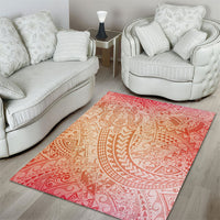Hawaiian Turtles and Leis Area Rug Tribal Kakau Pattern Peach Fuzz Color LT03 - Polynesian Pride