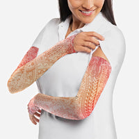 Hawaiian Turtles and Leis Arm Sleeves Tribal Kakau Pattern Peach Fuzz Color LT03 - Polynesian Pride
