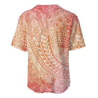 Hawaiian Turtles and Leis Baseball Jersey Tribal Kakau Pattern Peach Fuzz Color LT03 - Polynesian Pride