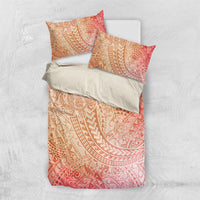 Hawaiian Turtles and Leis Bedding Set Tribal Kakau Pattern Peach Fuzz Color LT03 US Twin 172cm x 218cm Peach Fuzz - Polynesian Pride