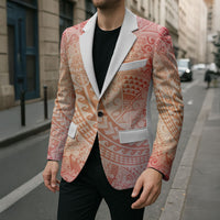 Hawaiian Turtles and Leis Blazer Tribal Kakau Pattern Peach Fuzz Color LT03 - Polynesian Pride
