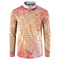 Hawaiian Turtles and Leis Button Sweatshirt Tribal Kakau Pattern Peach Fuzz Color LT03 Peach Fuzz - Polynesian Pride