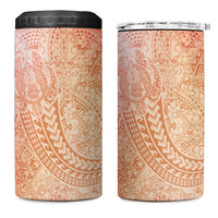 Hawaiian Turtles and Leis 4 in 1 Can Cooler Tumbler Tribal Kakau Pattern Peach Fuzz Color LT03 One Size: 16 oz Peach Fuzz - Polynesian Pride