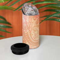 Hawaiian Turtles and Leis 4 in 1 Can Cooler Tumbler Tribal Kakau Pattern Peach Fuzz Color LT03 - Polynesian Pride