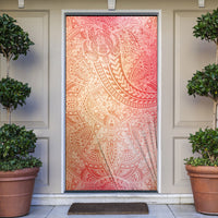 Hawaiian Turtles and Leis Door Cover Tribal Kakau Pattern Peach Fuzz Color LT03 Peach Fuzz - Polynesian Pride