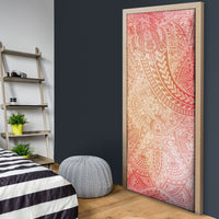 Hawaiian Turtles and Leis Door Cover Tribal Kakau Pattern Peach Fuzz Color LT03 - Polynesian Pride