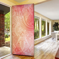 Hawaiian Turtles and Leis Door Cover Tribal Kakau Pattern Peach Fuzz Color LT03 - Polynesian Pride