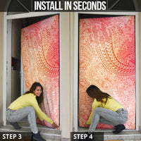 Hawaiian Turtles and Leis Door Cover Tribal Kakau Pattern Peach Fuzz Color LT03 - Polynesian Pride