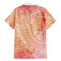 Hawaiian Turtles and Leis Family Matching Long Sleeve Bodycon Dress and Hawaiian Shirt Tribal Kakau Pattern Peach Fuzz Color LT03 - Polynesian Pride