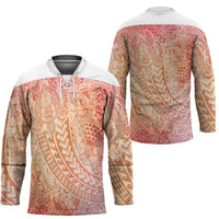 Hawaiian Turtles and Leis Hockey Jersey Tribal Kakau Pattern Peach Fuzz Color LT03 - Polynesian Pride