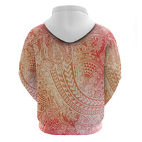 Hawaiian Turtles and Leis Hoodie Tribal Kakau Pattern Peach Fuzz Color LT03 - Polynesian Pride