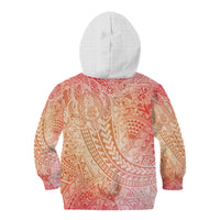 Hawaiian Turtles and Leis Kid Hoodie Tribal Kakau Pattern Peach Fuzz Color LT03 - Polynesian Pride