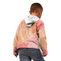 Hawaiian Turtles and Leis Kid Hoodie Tribal Kakau Pattern Peach Fuzz Color LT03 - Polynesian Pride