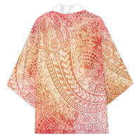 Hawaiian Turtles and Leis Kimono Tribal Kakau Pattern Peach Fuzz Color LT03 - Polynesian Pride