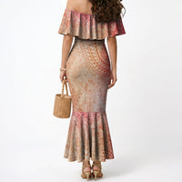 Hawaiian Turtles and Leis Mermaid Dress Tribal Kakau Pattern Peach Fuzz Color LT03 - Polynesian Pride