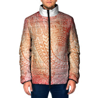Hawaiian Turtles and Leis Padded Jacket Tribal Kakau Pattern Peach Fuzz Color LT03 Men Peach Fuzz - Polynesian Pride