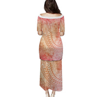 Hawaiian Turtles and Leis Puletasi Tribal Kakau Pattern Peach Fuzz Color LT03 - Polynesian Pride