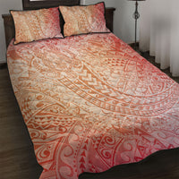 Hawaiian Turtles and Leis Quilt Bed Set Tribal Kakau Pattern Peach Fuzz Color LT03 Peach Fuzz - Polynesian Pride