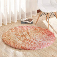 Hawaiian Turtles and Leis Round Carpet Tribal Kakau Pattern Peach Fuzz Color LT03 - Polynesian Pride