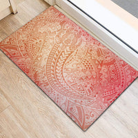 Hawaiian Turtles and Leis Rubber Doormat Tribal Kakau Pattern Peach Fuzz Color LT03 - Polynesian Pride