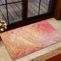Hawaiian Turtles and Leis Rubber Doormat Tribal Kakau Pattern Peach Fuzz Color LT03 - Polynesian Pride