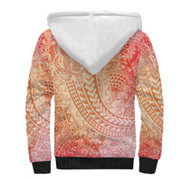 Hawaiian Turtles and Leis Sherpa Hoodie Tribal Kakau Pattern Peach Fuzz Color LT03 - Polynesian Pride
