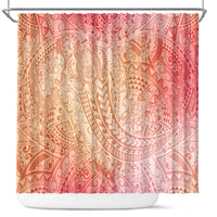 Hawaiian Turtles and Leis Shower Curtain Tribal Kakau Pattern Peach Fuzz Color LT03 Peach Fuzz - Polynesian Pride