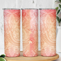 Hawaiian Turtles and Leis Skinny Tumbler Tribal Kakau Pattern Peach Fuzz Color LT03 - Polynesian Pride