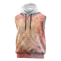 Hawaiian Turtles and Leis Sleeveless Hoodie Tribal Kakau Pattern Peach Fuzz Color LT03 Peach Fuzz - Polynesian Pride