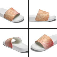 Hawaiian Turtles and Leis Slide Sandals Tribal Kakau Pattern Peach Fuzz Color LT03 - Polynesian Pride