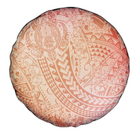 Hawaiian Turtles and Leis Spare Tire Cover Tribal Kakau Pattern Peach Fuzz Color LT03 - Polynesian Pride