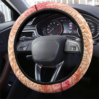 Hawaiian Turtles and Leis Steering Wheel Cover Tribal Kakau Pattern Peach Fuzz Color LT03 - Polynesian Pride