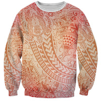 Hawaiian Turtles and Leis Sweatshirt Tribal Kakau Pattern Peach Fuzz Color LT03 Unisex Peach Fuzz - Polynesian Pride