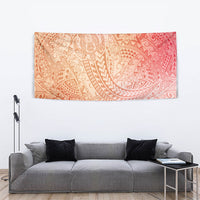 Hawaiian Turtles and Leis Tapestry Tribal Kakau Pattern Peach Fuzz Color LT03 - Polynesian Pride